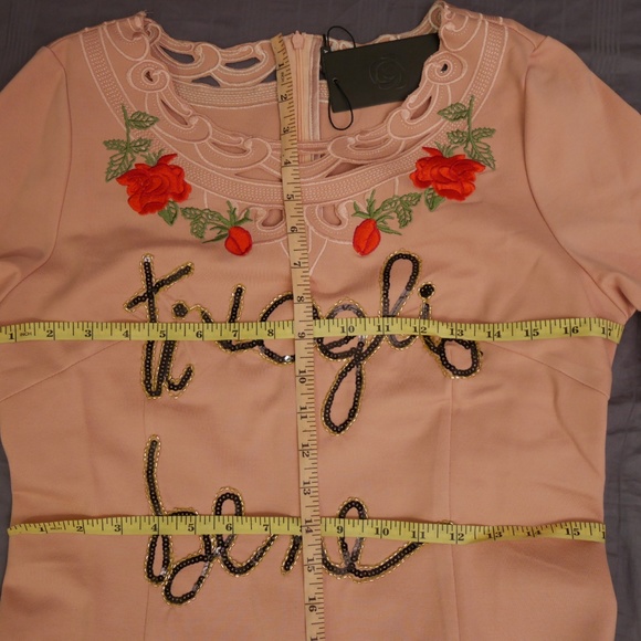 designer runway pink flower dress US size XS 0 2 4 - Picture 5 of 8